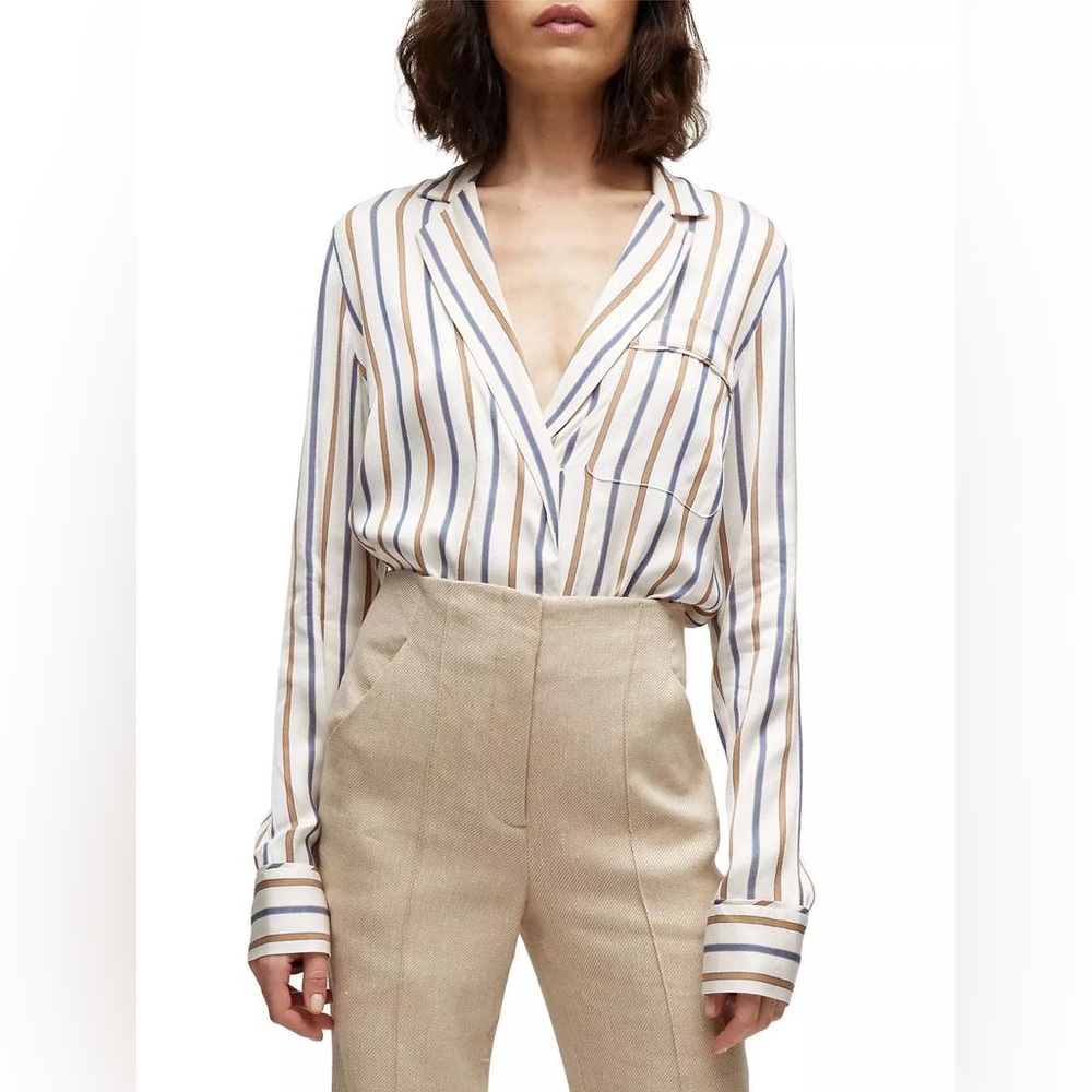 Veronica Beard Lusanne Stripe Long-Sleeve Shirt Size 0